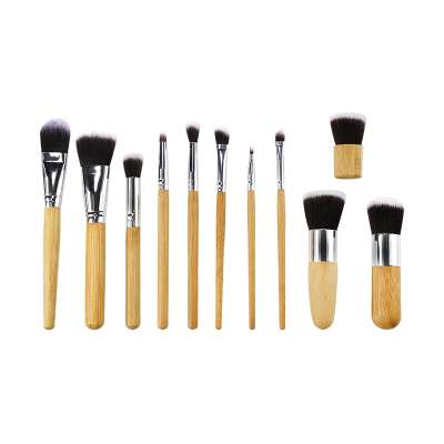 11pcs Professional Vegan Eco friendly Bamboo Makeup Brushes Set with Bag