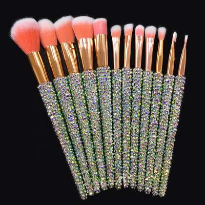 12 Piece Luxury Diamond Bling Make Up Brushes Crystal Rhinestone Makeup Brushes